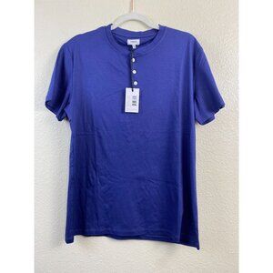 HYDENYOO SHIRT MENS MEDIUM BLUE COTTON‎ Casual Coastal vacation Nautical